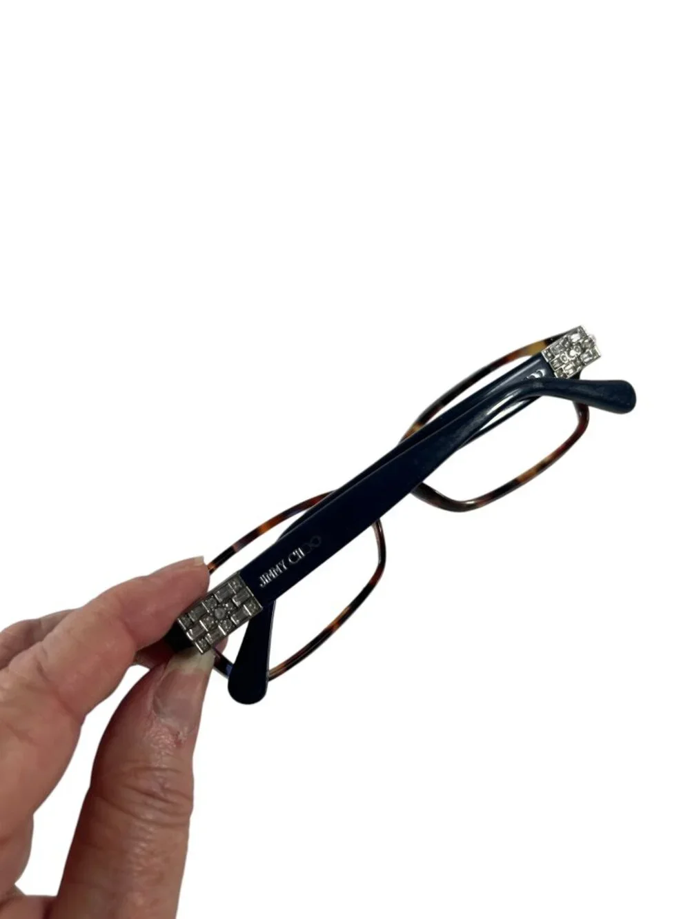 Jimmy Choo Brown Tortoise Shell Eyeglass Frames Crystal Temples Italy 41 9DT 130